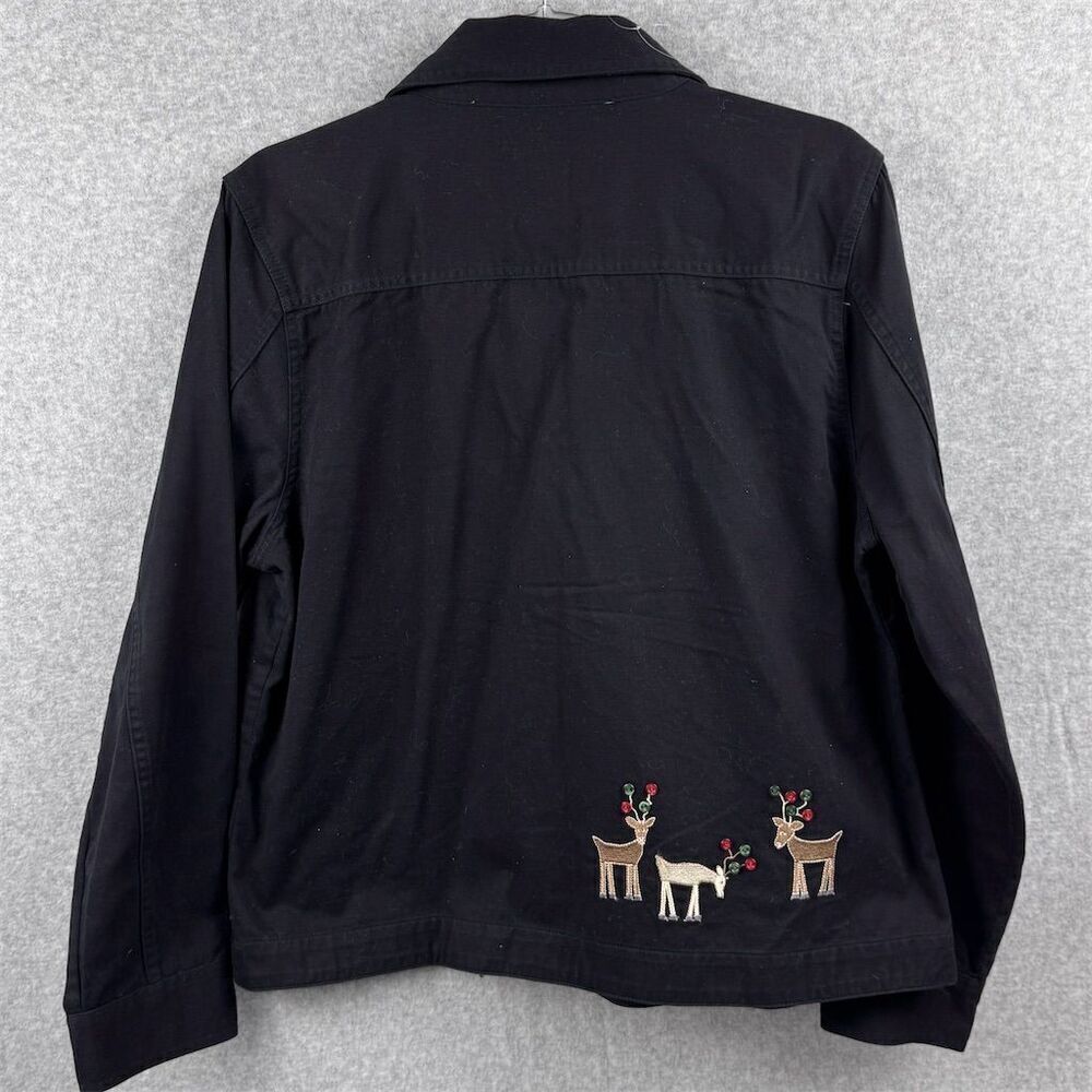 Christopher & Banks Women's Size Large Christmas Jacket Santa Embroidery - Picture 6 of 10